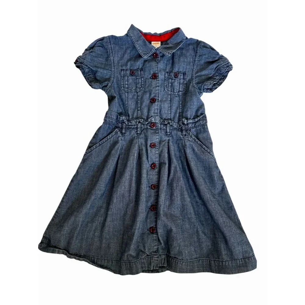 GYMBOREE Girls Denim Dress, Size 8, Blue w/ Pockets & Belt Loops, 100% Cotton